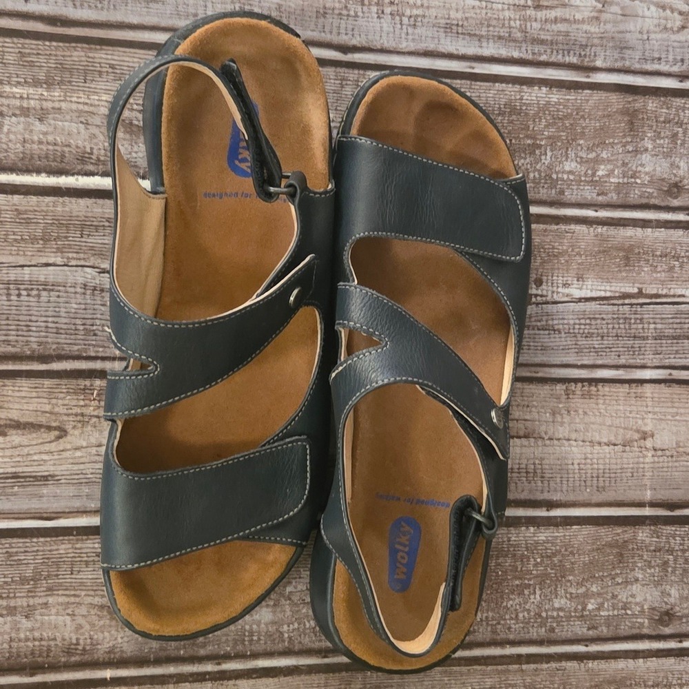 Sz 39 / 8 Womens Wolky Liana Navy Blue Leather Comfort Walking Sandals VGUC! - Picture 5 of 6
